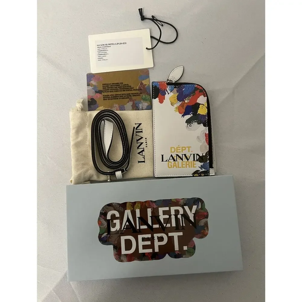 Lanvin x Gallery Dept. Card Holder Lanyard Paint Splattered Logo Wallet $550.00